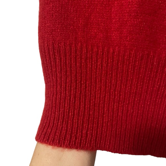 Vintage SK & Company Lambswool Angora Puffy Shoulder Sweater Red - Picture 8 of 13